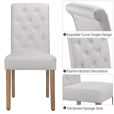 Buy Yaheetech Solid Wood Dining Chairs Button Tufted Parsons Diner Chair Upholstered Fabric Dining Room Chairs Kitchen Chairs Set Of 6 Beige Online In Germany B086x1bk5g