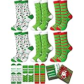 Berlune 6 Pairs Christmas Socks with Box for Women Men Gifts Xmas Red Striped Green White Polka Dots Calf Sock Breathable Cotton Knitted Holiday Gifts with Exquisite Packaging for Party Favor