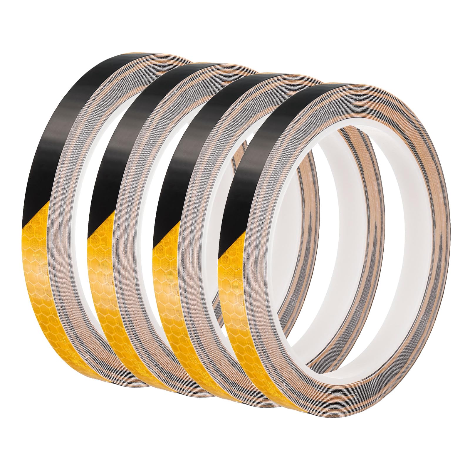 PATIKIL 0.3" x 26 FT Reflective Tape, 4 Pack Night High Visibility Waterproof Warning Safety Tape Outdoor Reflectors for Cars Bikes Motorcycles Trucks Trailers, Black Yellow