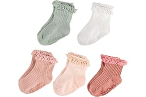 MKYSZLT Baby Girl Ruffle Socks Non Slip Grip Socks Toddler Girls Cute Cotton Frilly Ankle Grippy Sock Newborn Infant Kids