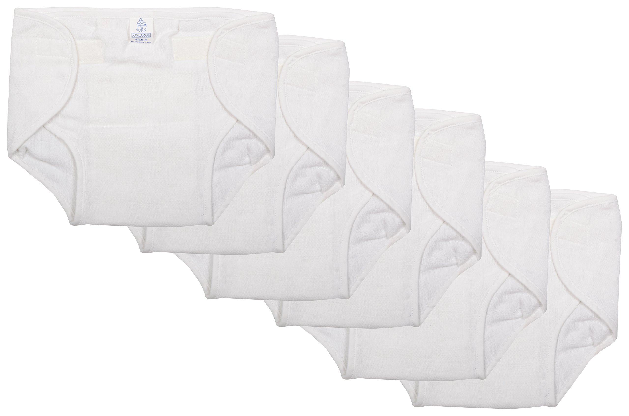 SuperBaby Babies Cotton Cloth Diaper (12-18 Months, Pack of 6, White)