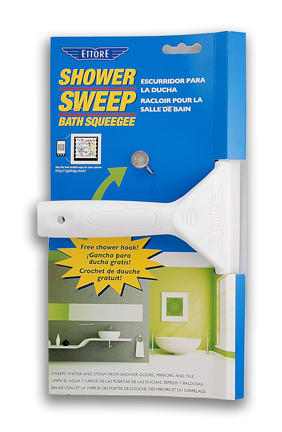 Ettore Shower Sweep Squeegee, White