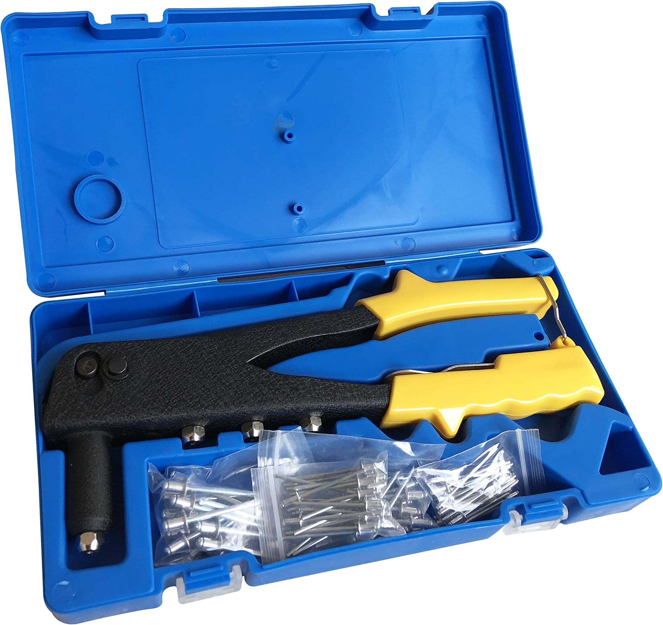 Pop Rivet Gun, Rivet Gun Kit, Riveter, Hand Repair Fastening Tools, Heavy Duty Hand Riveter, Heavy Duty Riveter for Sheet Metal Wooden Plastic Automotive and Duct Work, Promotion, with 80 PCS Rivets