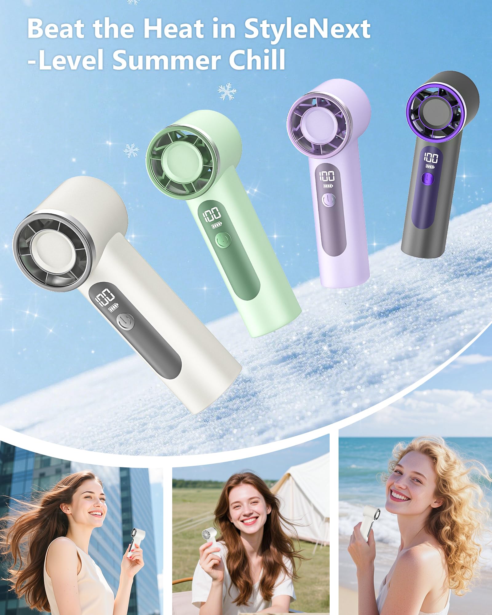 AGEYOU Portable Handheld Fan,4000mAh Rechargeable Turbo Personal Mini Fan,Pocket Design for Travel,Concerts,Sports Games,Camping,Hiking,Best Gifts for Women in Summer