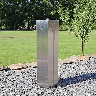 CLGarden Edelstahl Säulenbrunnen ESB7 eckig mit LED Beleuchtung Springbrunnen Säule