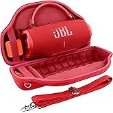 co2CREA Case for JBL Charge 6 Waterproof Portable Bluetooth Speaker, Hard Travel Bag with Detachable Shoulder Strap (Red Case)