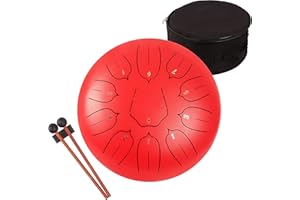 LOMUTY Steel Tongue Drum 12 Inch 11 Notes Steel Drums for Adults Hand pan Drum with Bag, Music Book, Mallets etc, Ethereal Dr