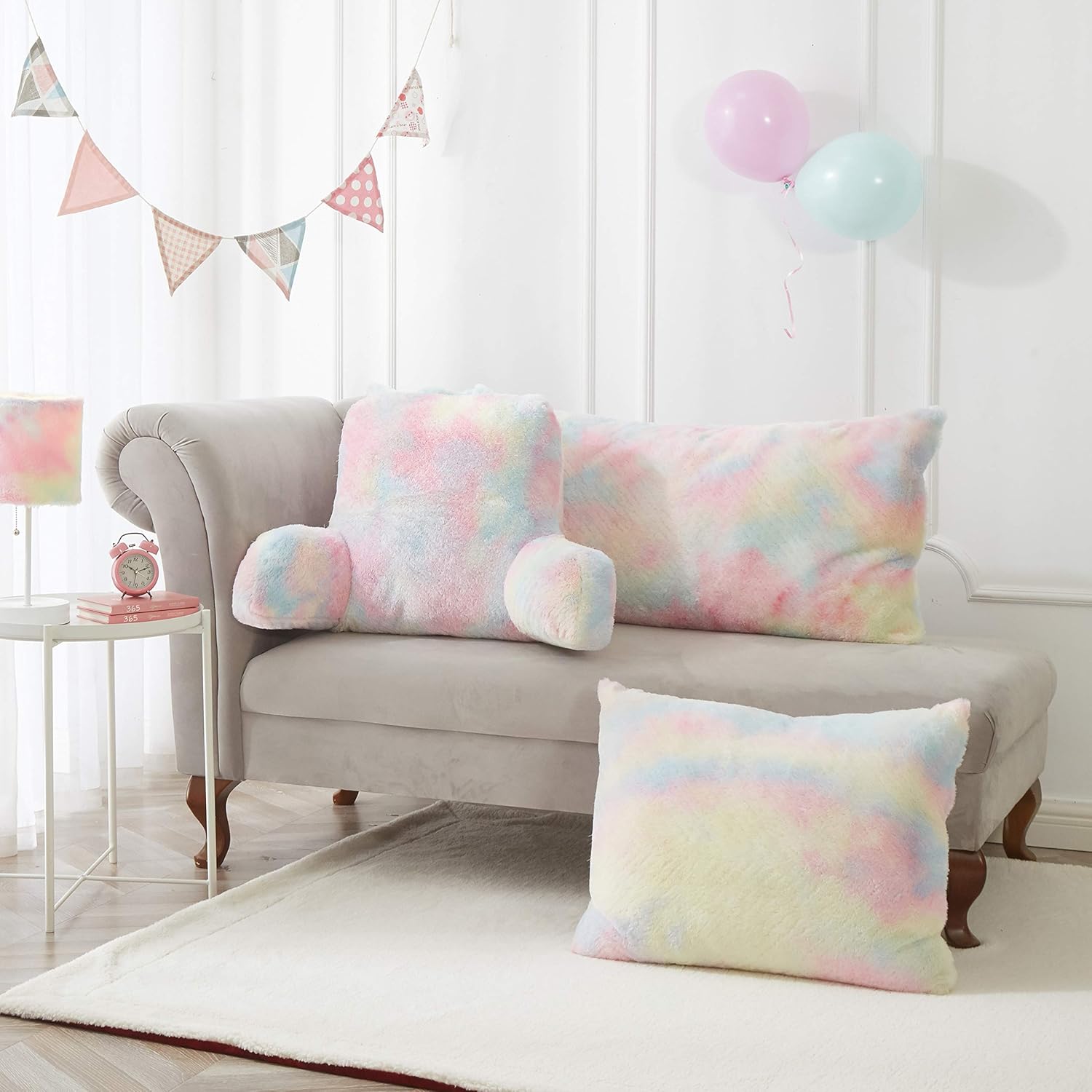 Pop Shop Sorbet Dreams Faux Fur Long Hair Body Pillow, Rainbow: Home & Kitchen