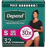 Depend Fresh Protection Adult Diapers, Incontinence & Postpartum Bladder Leak Underwear for Women, Disposable, Maximum, Small, Blush, 32 Count, Packaging May Vary