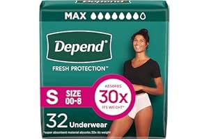 Depend Fresh Protection Adult Diapers, Incontinence & Postpartum Bladder Leak Underwear for Women, Disposable, Maximum, Small, Blush, 32 Count, Packaging May Vary