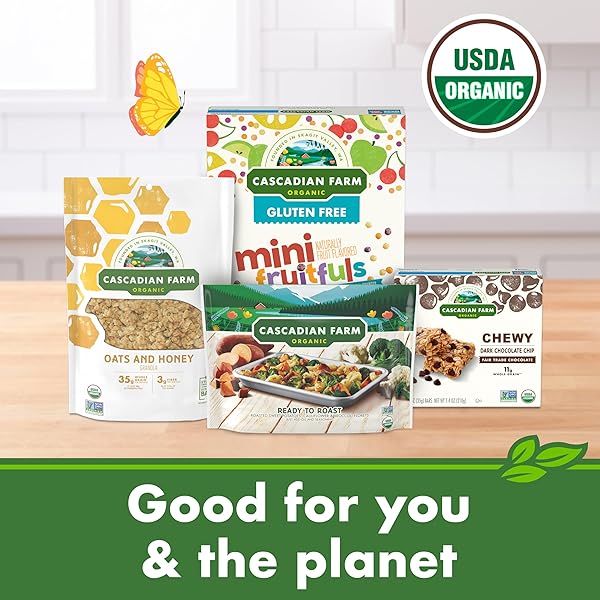 CASCADIAN FARM ORGANIC GRANOLA WITH NO ADDED SUGAR, COCONUT CASHEW CEREAL, RESEALABLE POUCH, 11 OZ.