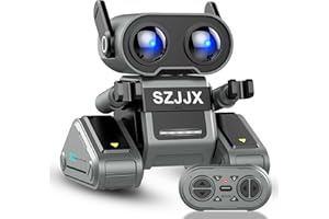 SZJJX Robot Toys for Kids 3-5 5-7,Rechargeable Remote Control Robot Toy,Interactive Toy Robot for Kids with LED Eyes & Music & Dance,Intelligent Robots Toys Gifts for 3 4 5 6 7 8 Year Old Boys Girls (Grey)
