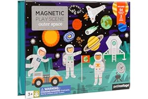 Petit Collage Outer Space Play Scene Mix and Match Magnetic Pieces, Ages 3+, 2 Scenes and 54 Pieces
