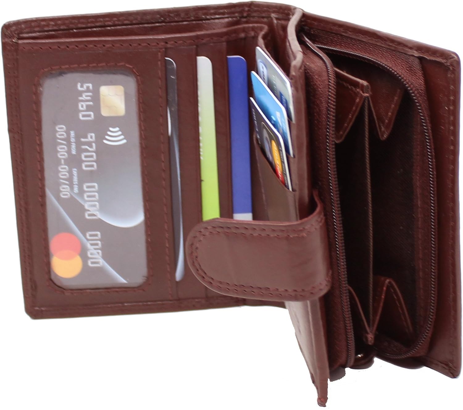 STARHIDE Mens RFID Blocking Soft Real Leather Wallet with Zip Around Coin Pouch 1080 (Brown), 11.5cm x 9.5cm - Image 4
