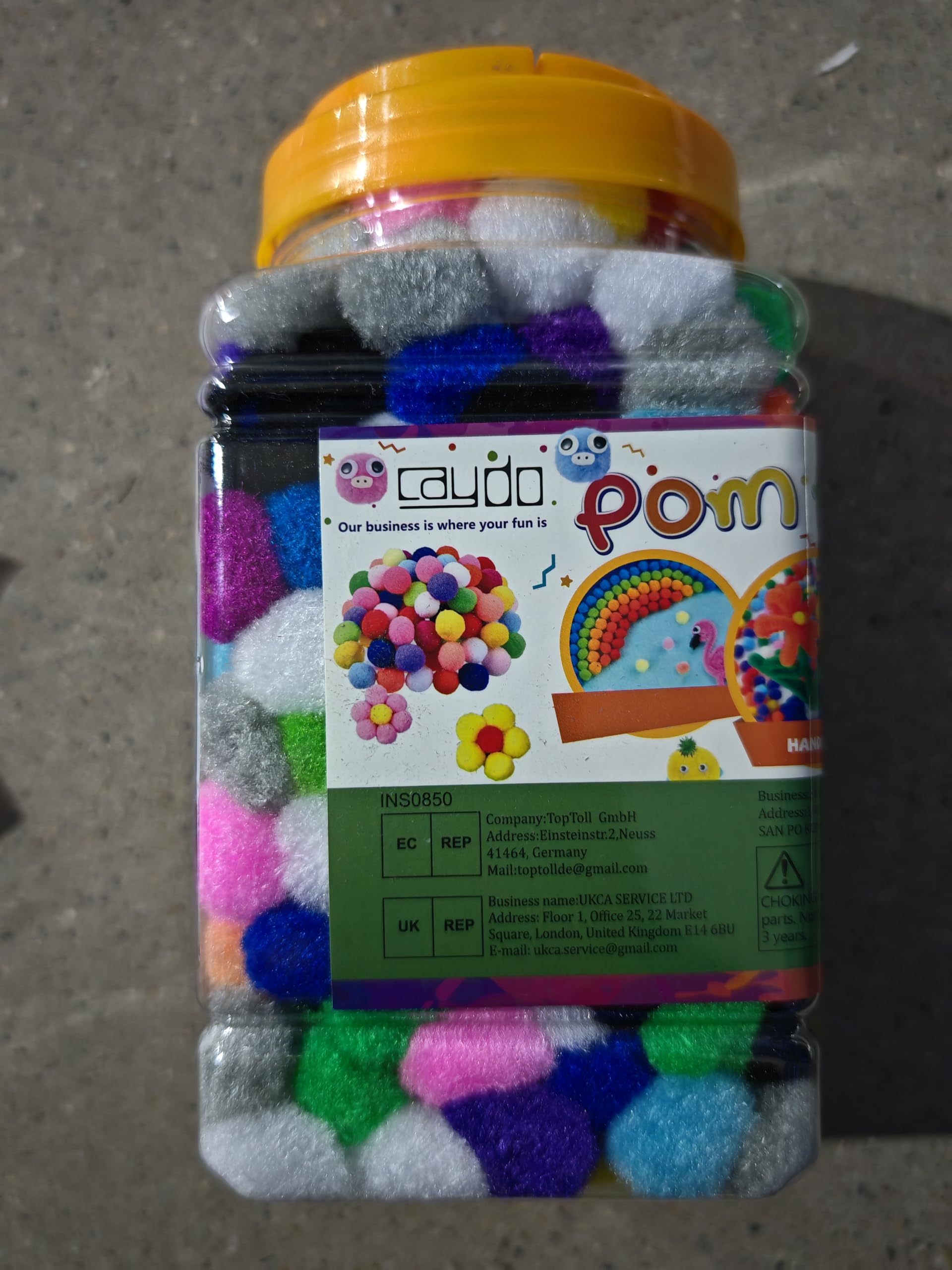 Caydo [400 pcs] - 300 Pieces 1 Inch Assorted Pompoms with 100pieces Wiggle Eyes Multicolor Arts and Crafts Pom Poms Balls for Kids DIY Art Creative Crafts Decorations
