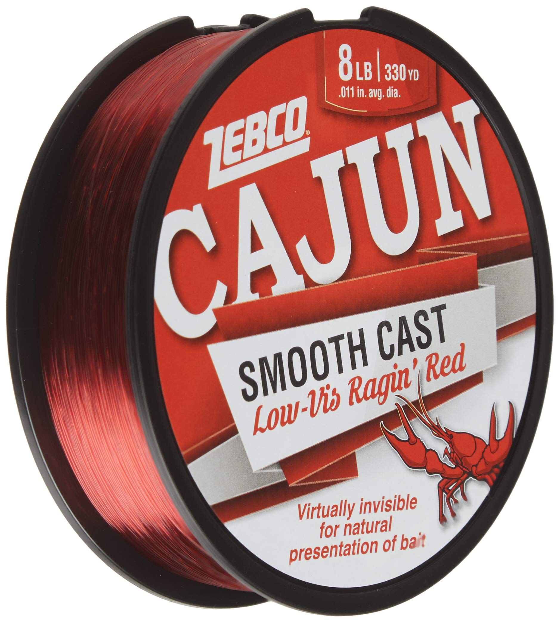 Zebco Cajun Smooth Cast Monofilament Fishing Line, Low-Vis Ragin’ Red Filler Spool, 330-Yards, 8-Pound, Virtually Invisible, Natural Presentation