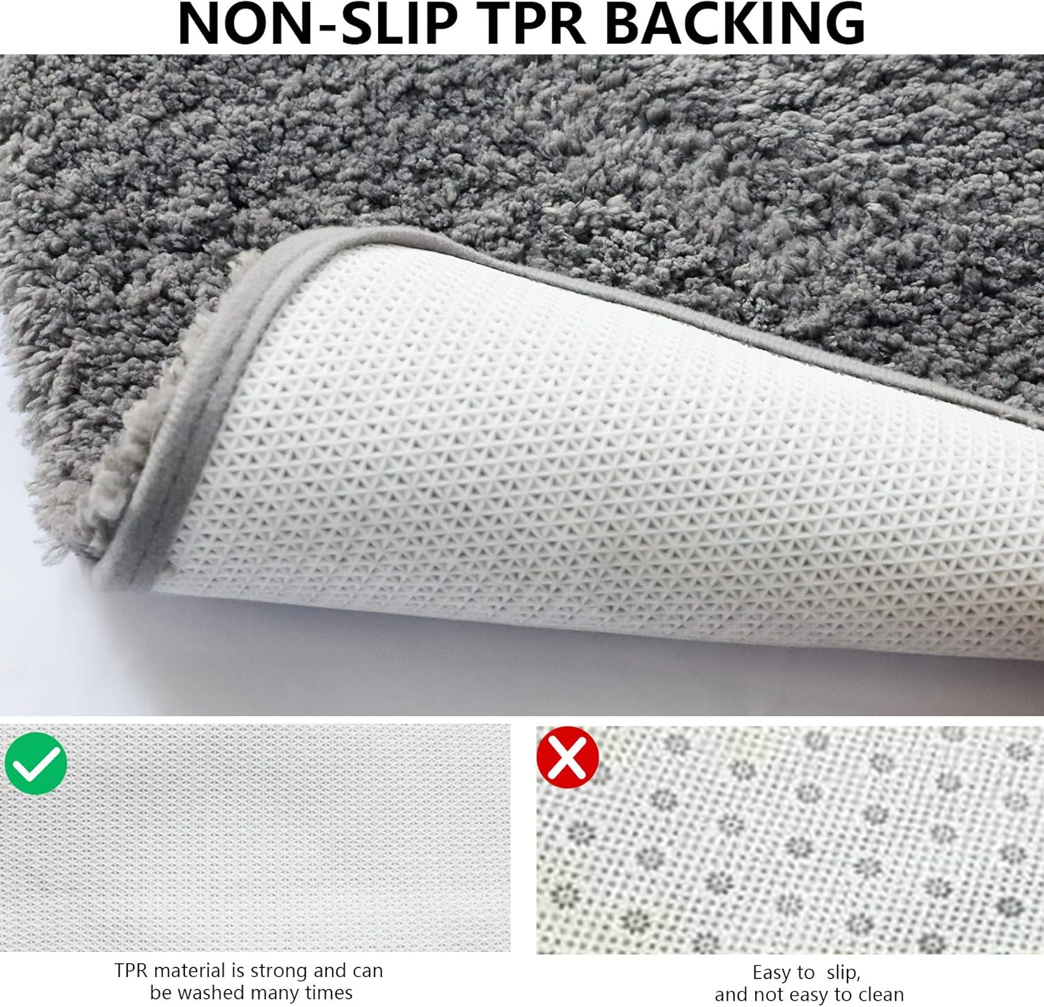 Soft Plush Bathroom Rug Bath Mat 20" x 32",Non-Slip Microfiber Fluffy Shaggy Water Absorbent Bath Rug Carpet,Machine Washable Rectangular Runner Area Rug Mats for Floor/Kitchen,Lava Grey: Home & Kitchen