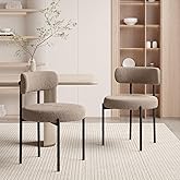 Nalupatio Dining Chairs Set of 2, Round Boucle Dining Room Chairs with Curved Backrest & Thick Cushion, Mid-Century Modern Up