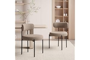 Nalupatio Dining Chairs Set of 2, Round Boucle Dining Room Chairs with Curved Backrest & Thick Cushion, Mid-Century Modern Up