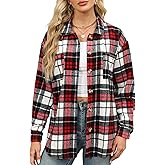 Blansdi Womens Flannel Shacket Plaid Button Down Long Sleeve Shirts Jacket Coats Fall Outfits Fashion Clothes 2025