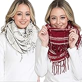 BASICO Winter Infinity Scarfs for Women Warm Knit Plaid Infinity Scarf Circle Loop Scarves