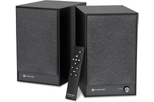 ANDOVER AUDIO Andover Speakeasy 4 Premium Powered Speaker System Featuring Bluetooth Streaming, Built-in Phono Pre-Amp, HDMI e-ARC, Analog and Digital Inputs, Pre-Out for Subwoofer (Black)
