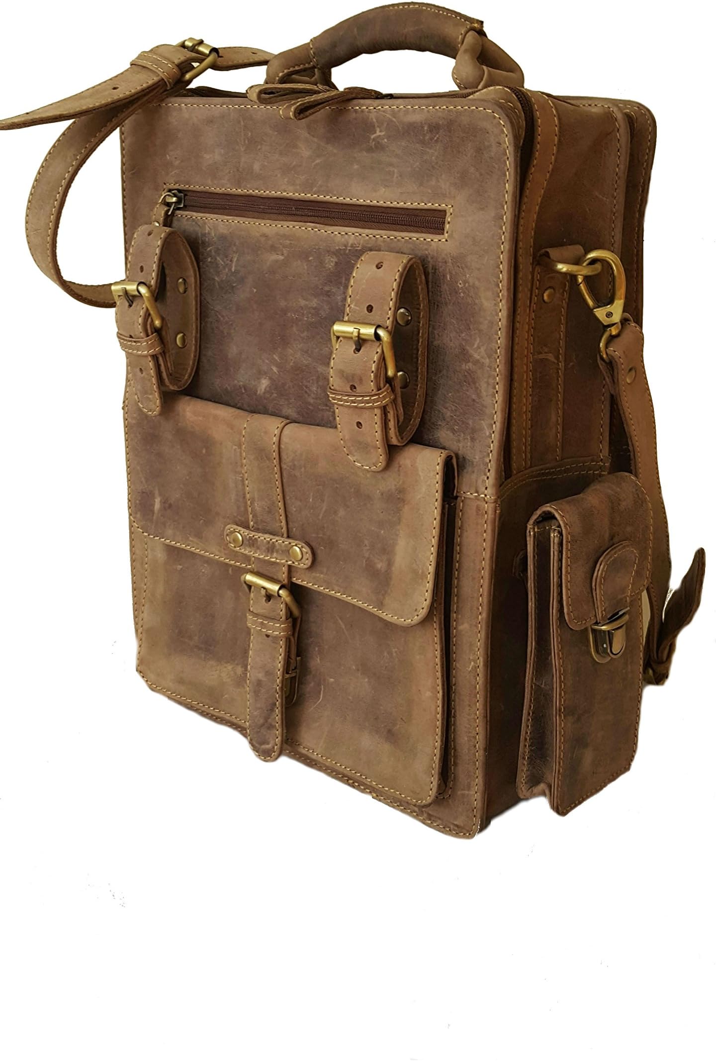Mens Leather Briefcase,15 Inch Cross-Body Laptop Bag Messenger Satchel Shoulder Bags Vintage