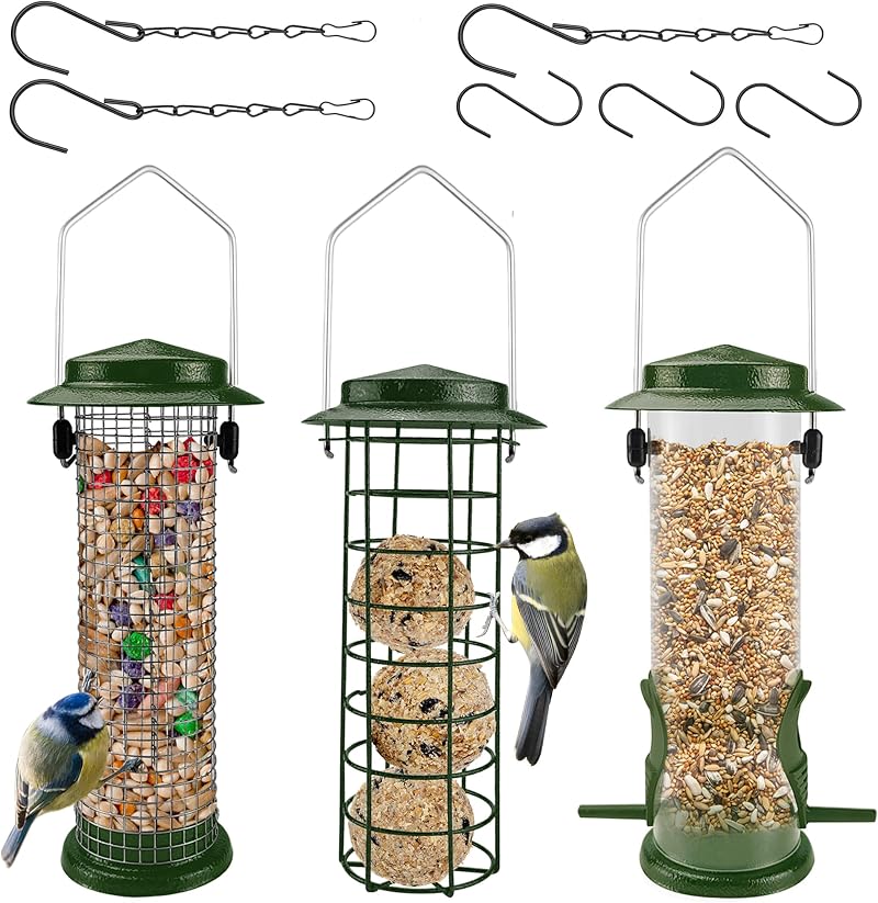 Urban Deco Green 3 Pack Fat Ball Bird Feeder Metal Hanging Station
