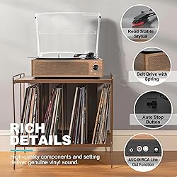 Retro Record Player for Vinyl with Speakers Vintage