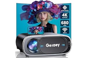 [AI Auto Focus+Auto Lens Cover] 4K Projector with WiFi and Bluetooth, Goiaey 680ANSI FHD 1080P Outdoor Projector, Auto 6D Keystone&50%-100% Zoom, Portable Smart Projector for Home Theater/Outdoor use