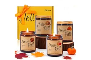 Lihome Fall Candles, Fall Decorations for Home - Fall Gifts for Women, Natural Soy Wax Scented Candles Set(4pcs)
