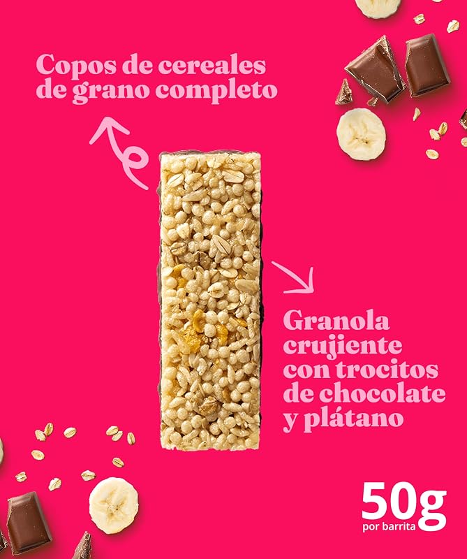 Big Barritas Sin Azúcares Añadidos Chocolate y Banana, 24x50 g