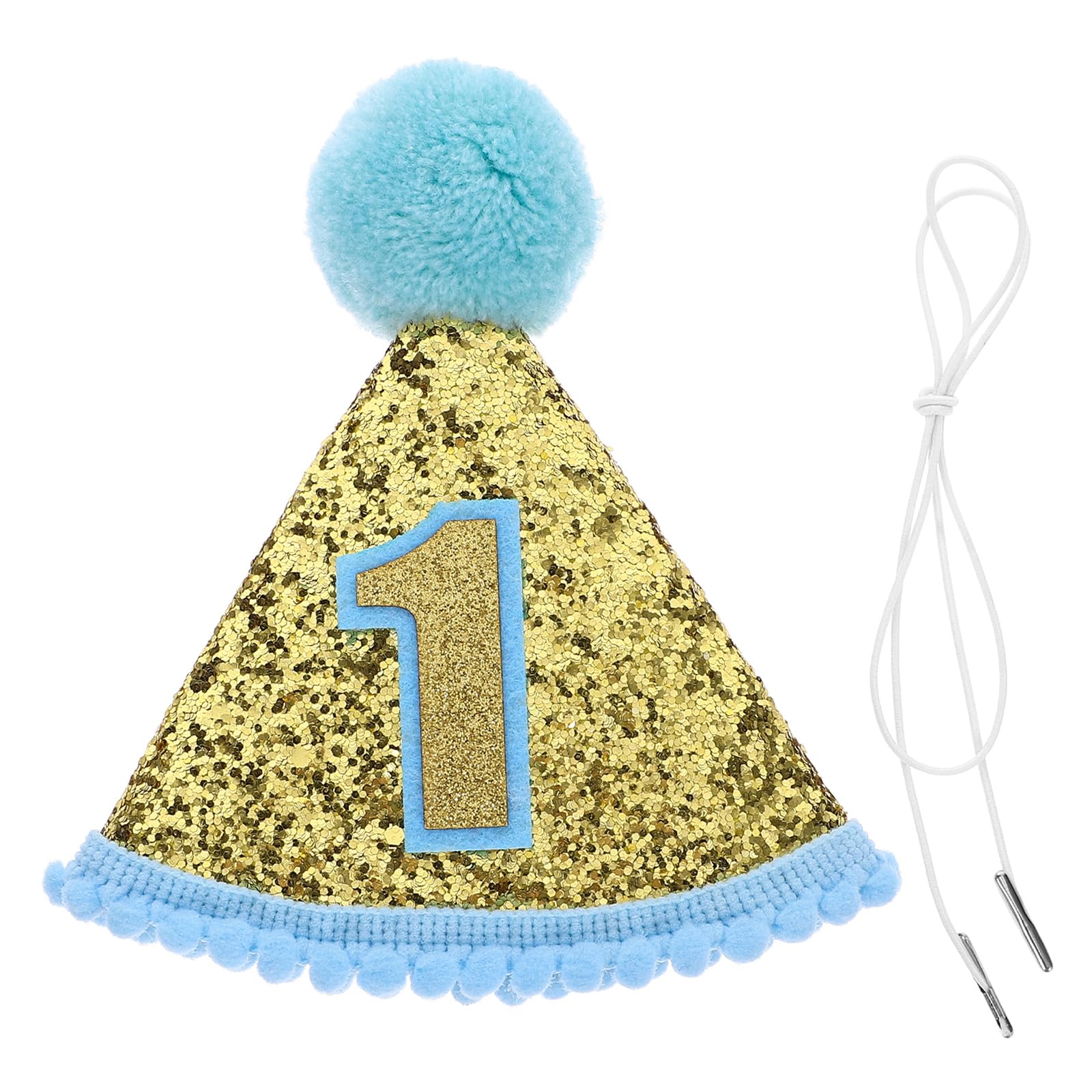 Toddmomy 1st Birthday Cone Hat With Adjustable Headband Kids Birthday Hat for Baby Girl Party Supplies (Blue)