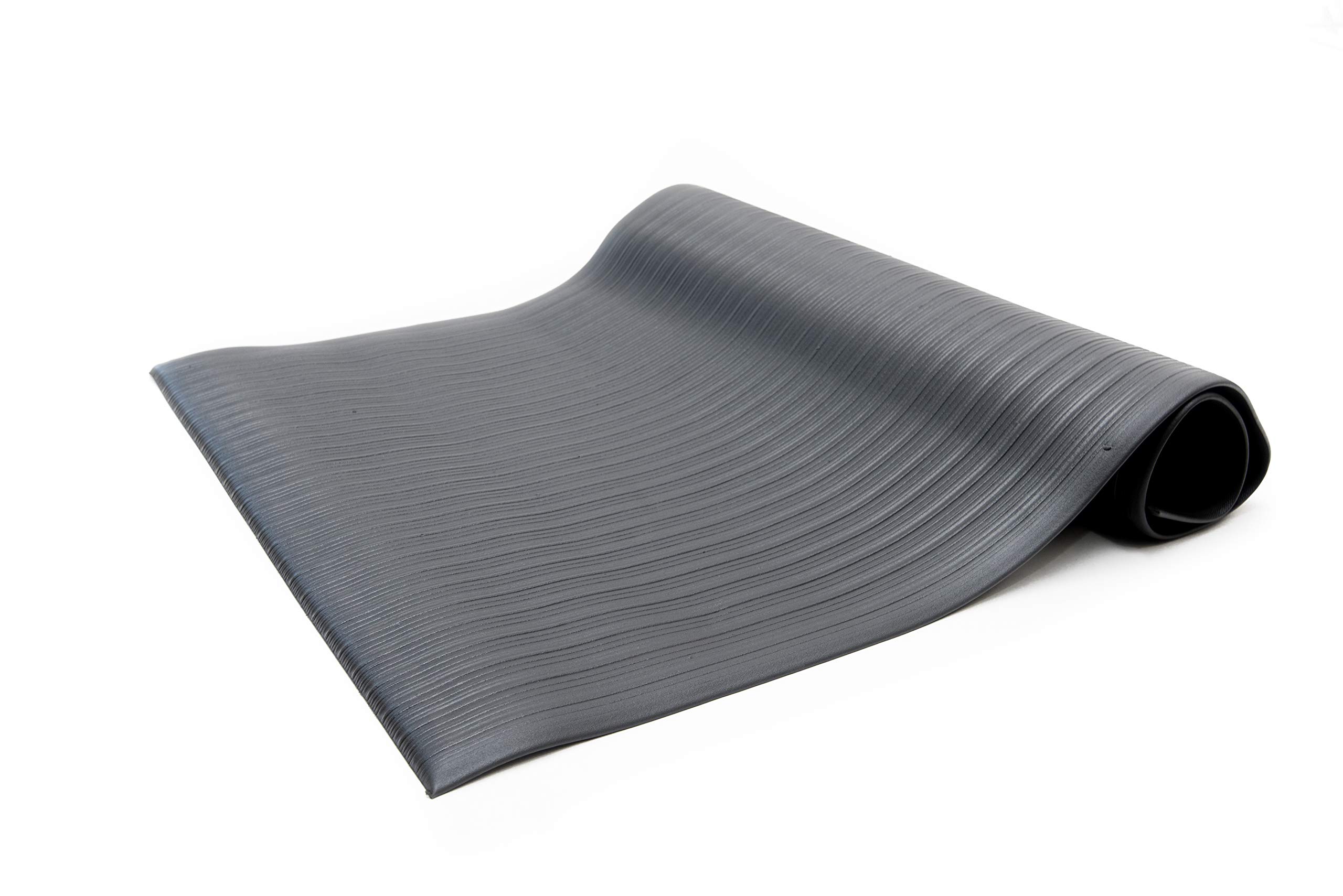 Bertech Anti Fatigue Floor Mat (Made in USA), 3Feet Wide x 4Feet Long Ribbed Pattern Top, Black, Bevelled on All Four Sides, RoHS and REACH Compliant