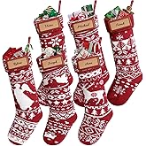 6 Pack Personalized Christmas Stockings Bulk, Large 18" Knit Custom Hanging Stockings - Family Stockings Decor for Holiday Christmas Tree Decoration