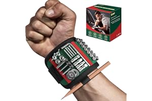 UUP Magnetic Wristband for Tools, Tool Belt Wrist Band with 15 Powerful Magnet, Adjustable Wrist Screws Holder, Gifts for Men, Him, Dad, Stocking Stuffers for Men, Mechanics, Woodworker, Handyman