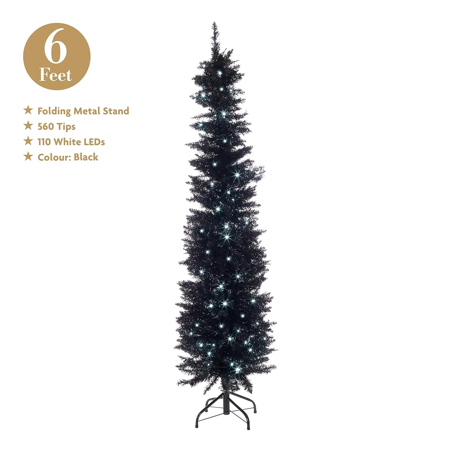 The Christmas Workshop 110 White Led Pre Lit 6ft Black 560 Tip Slim Line Christmas Tree Christmas Home Kitchen Trees Pre Lit Slimline Christmas Tree