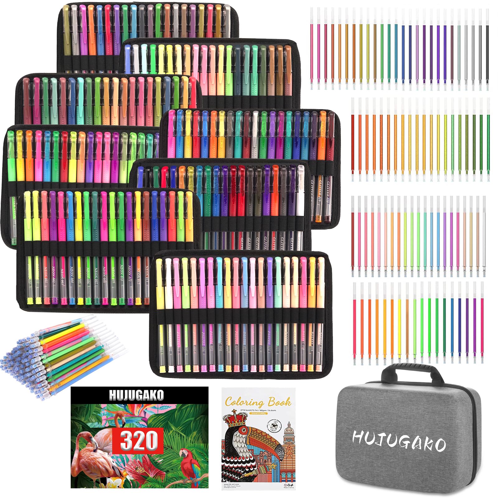 �320 Pack Gel Pens Set, Smart Color Art 160 Colors Gel Pen with 160 Refills
