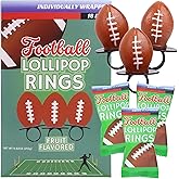 Lil' League Football Party Favors, Individually Wrapped Lollipop Rings for Birthday Parties and End of Season Banquets, 18 Suckers