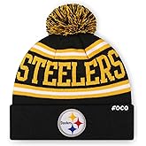 FOCO NFL Unisex-Adult NFL Team Logo Stripe Pom Beanie Hat