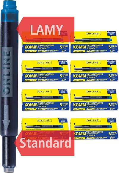 Online 40x Double-Sided Royal Blue Ink Cartridges 8-Pack Universal Refills