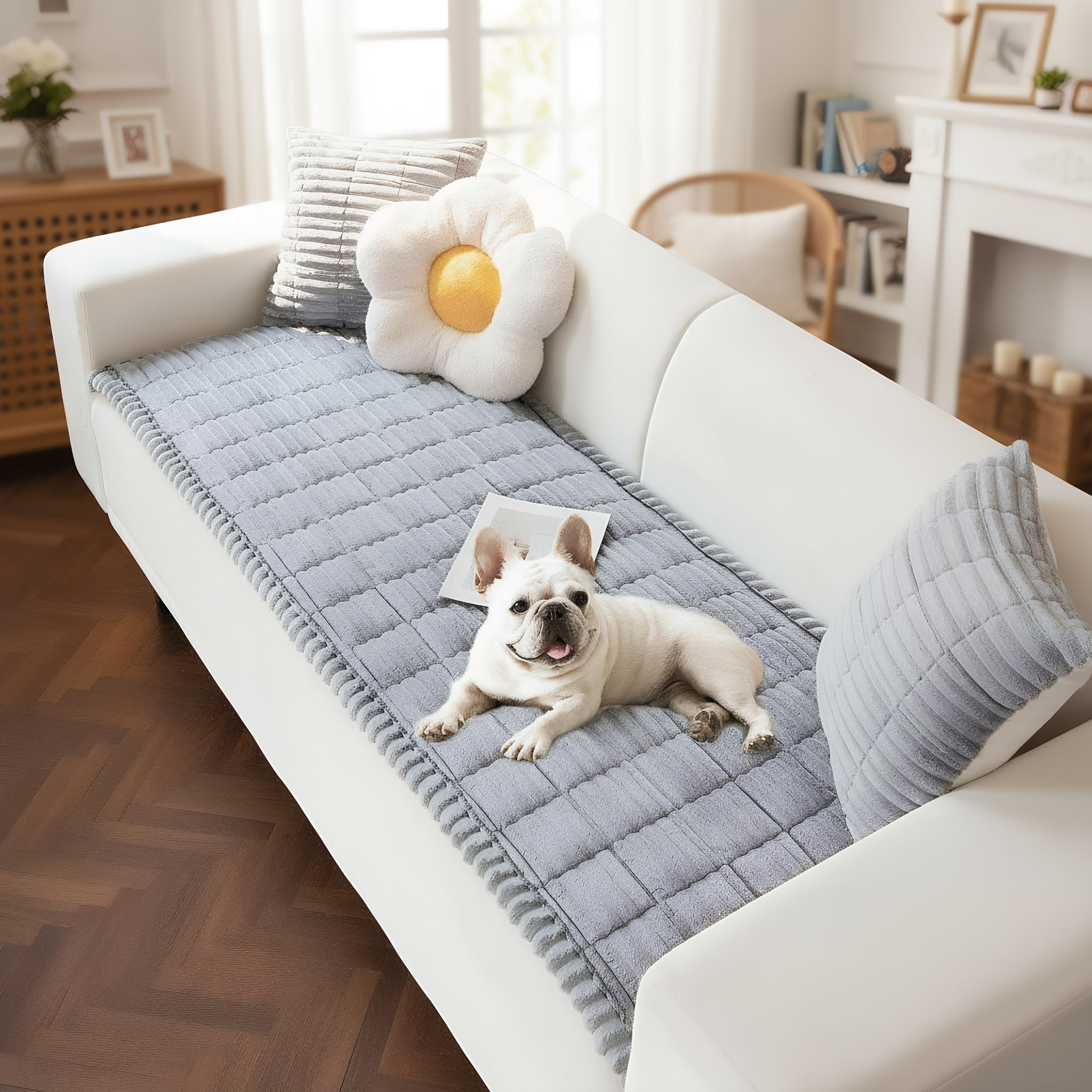 LiveGo Thick Sofa Covers Washable, Pet Couch Cover for Sofa, Washable Dog Couch Protector for Large Dogs, Soft & Fuzzy Non-Slip Sofa Cover for 2, 3, 4 Seater, Furniture Protector for Living Room