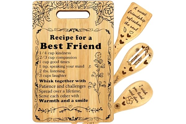 Shellspace Best Friend Birthday Gifts for Women - Bamboo Cutting Board Set, Bestie Friendship Gift for Women, Ideal Gifts for