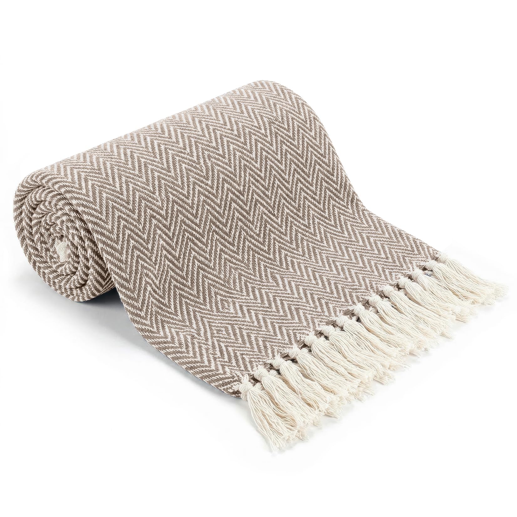 EHC Throw Blanket, Throws for Sofas armchairs Sofa Settee Couch Reversible Bed Cover Over Blanket, Single 127 x 152 cm, Beige