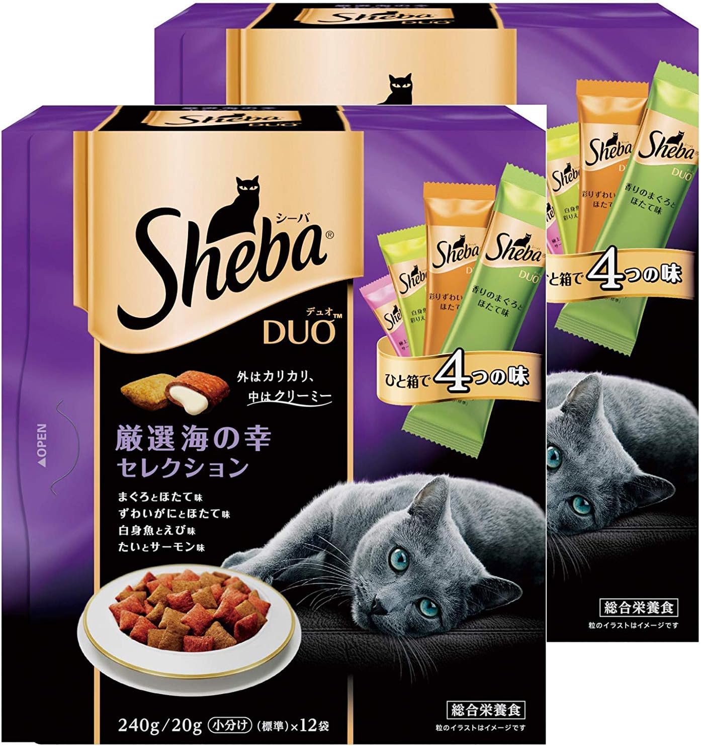 Amazon シーバ (Sheba) キャットフード デュオ 厳選海の幸セレクション 成猫用 240g×2個 (まとめ買い) シーバ