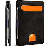 XZVXZV Slim Wallet for Men,Money Clip Minimalist Card Wallet RFID Blocking Front Pocket Bifold Mens Wallet Thin Credit Card Holder with 11 Card Slots ID Window Crazy Horse Black