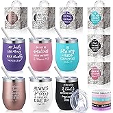 Patelai 18 Pcs 12 oz Easter Christian Tumblers Gifts Set for Women Include 6 Christian Tumblers with Lid Straw Silicone Bible Verses Bracelets Religious Gifts for Spanish Friend Men Women