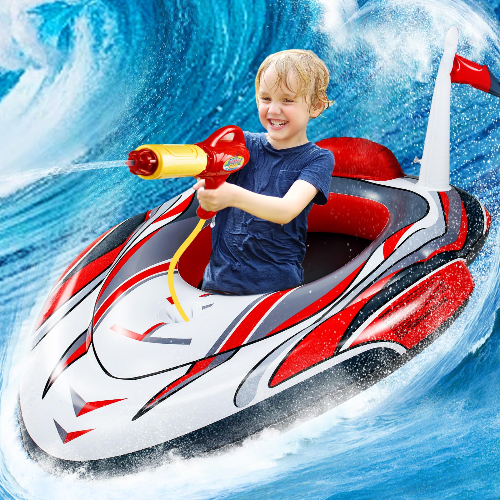 Photo 1 of Pool Floats Toys for Kids - Toddler Pool Floats with Water Gun, Inflatable Ride-on for Boys Girls Age 3-8, Outdoor Games, Water Toys, Summer Swimming Fun