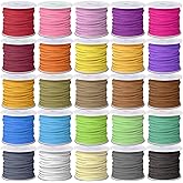 Cridoz Faux Suede Leather Cord, 25 Rolls Flat for Jewelry Making, Leather Strips & Laces for Dream Catcher Supplies DIY Crafts, Thread Velvet String for Necklace, Bracelet, Beading