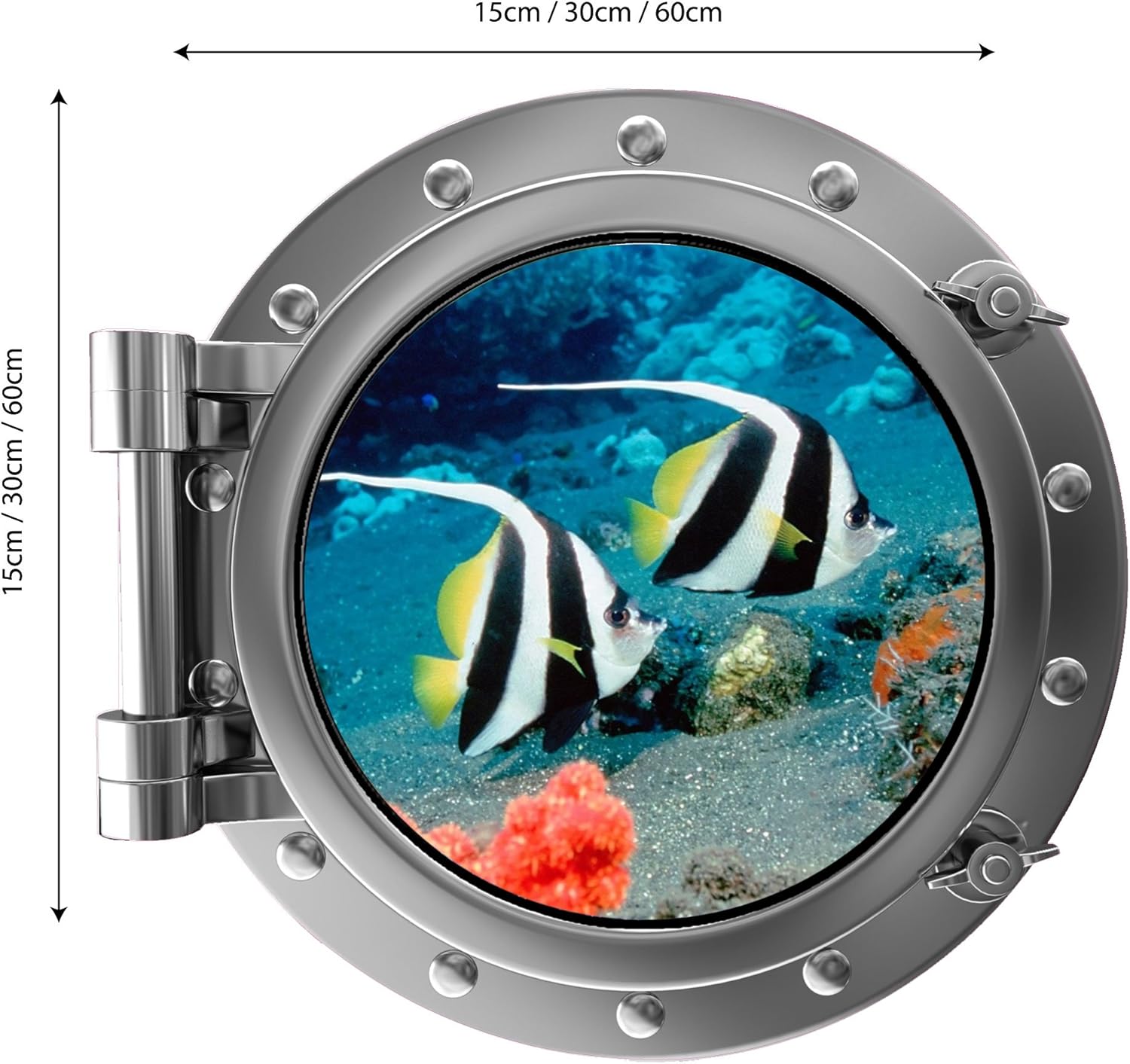 60 Second Makeover Limited Full Colour Tropical Fish Under Water Ocean Porthole Wall Sticker Decal Kids Bedroom Decoration - Image 3
